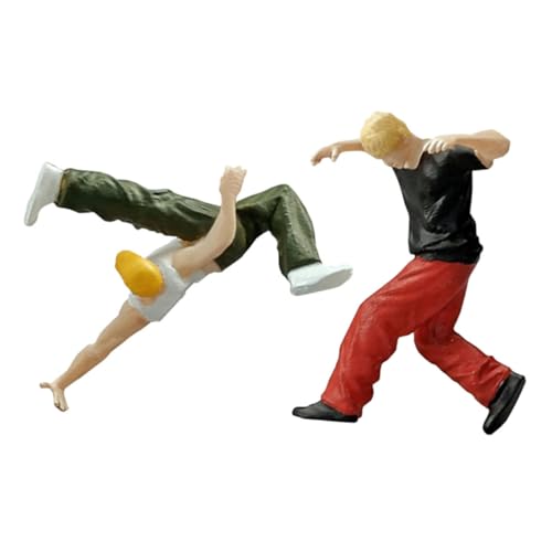 SEWACC 2st Miniatur-hip-hop-Modell Straßenmenschenfiguren Tanzende Actionfiguren Spielfiguren-spielsets Miniatur-menschenfigur Miniatur-tänzerfigur Modelle Mann Marionette Männlich Harz von SEWACC