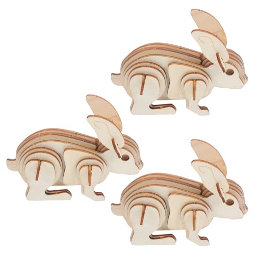 SEWACC 3 Stück DIY Holz Rabbit Puzzle Kit Tiermodell für Erwachsene Zusammenbau von Kaninchenmodellen zum Ausmalen und Basteln SEWACC 3 Stück DIY Holz Rabbit Puzzle Kit Tiermodell für Erwachsene Zusammenbau von Kaninchenmodellen zum Ausmalen und Basteln von SEWACC