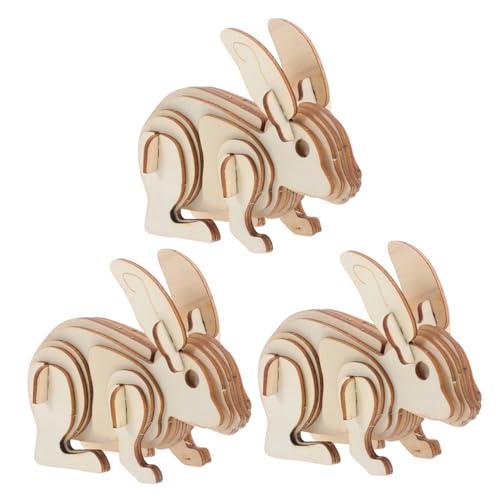 SEWACC 3 Stück DIY Holz Rabbit Puzzle Modell für Erwachsene Bastelset für Farbgestaltung und Projekte SEWACC 3 Stück DIY Holz Rabbit Puzzle Modell für Erwachsene Bastelset für Farbgestaltung und Projekte von SEWACC