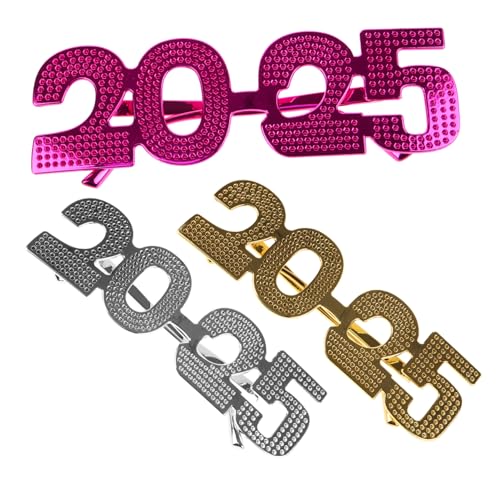 SEWACC 3 Stück Teiliges Partybrillen aus Langlebigem Kunststoff Bunte Fun Eyewear für Foto Requisiten und Partydeko Leichte Auffällige Jahreszahl Brillen in Silber Gold SEWACC 3 Stück Teiliges Partybrillen aus Langlebigem Kunststoff Bunte Fun Eyewear für Foto Requisiten und Partydeko Leichte Auffällige Jahreszahl Brillen in Silber Gold von SEWACC