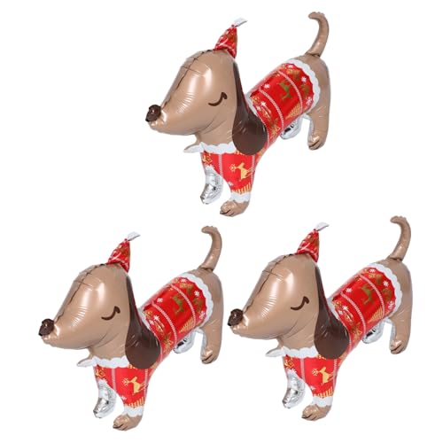 SEWACC 3 Stück Weihnachtsballon Sausage Dog Aluminiumfolie Ballons Cartoon Tierform Glänzend Wiederverwendbar Für Weihnachtsfeier Hundeparty Shower Dekoration von SEWACC