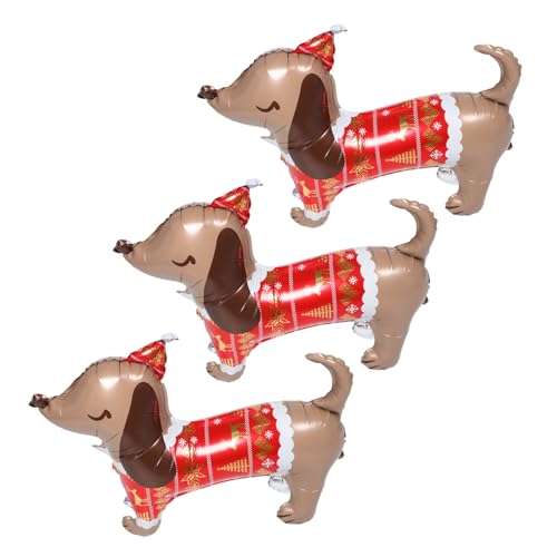 SEWACC 3 Stück Weihnachtsballons Hundeform Sausage Dog Folienballons für Festliche Partydekorationen Halloween und Weihnachtsfeier Haustier-themen Zubehör von SEWACC