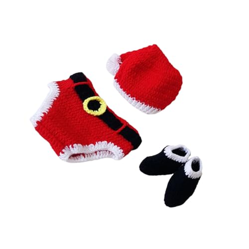 SEWACC 3 Stück fotoshooting outfits mädchen santa hats weihnachtskleidung schuhe Verkleiden Sie -Foto-Requisiten Weihnachten Fotoshooting-Outfits für neugeborene Mädchen von SEWACC