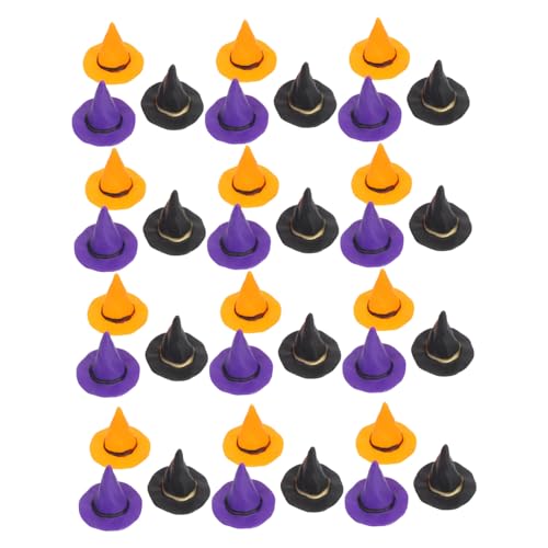 SEWACC 36 Stück Teiliges Hexenhüte Bunte Kunststoff Dekorhüte für DIY Bastelprojekte Vielseitige Halloween Miniatur Hut Accessoires für Puppenhaus und Partydeko von SEWACC