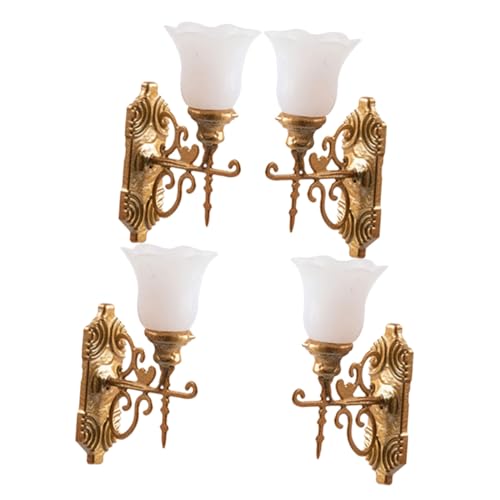 SEWACC 4 Stück Miniatur Wandlampe Weißes Licht Simulation Architektur Sandtisch Deko Verarbeitung Langlebig Realistische Miniatur Szene Zubehör Für Puppenhaus und Sandlandschaft von SEWACC