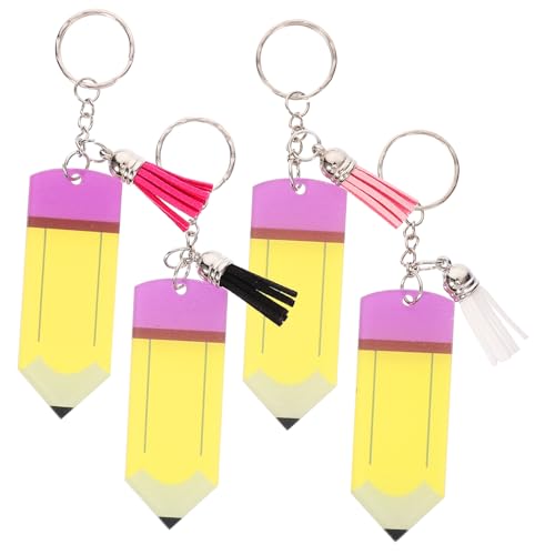SEWACC 4 Stück Teiliges Acryl Bleistift Schlüsselanhänger Lehrer Schüler Taschenanhänger Cartoon Schlüsselring für Schulanfang Abschluss Bulk Dekoration SEWACC 4 Stück Teiliges Acryl Bleistift Schlüsselanhänger Lehrer Schüler Taschenanhänger Cartoon Schlüsselring für Schulanfang Abschluss Bulk Dekoration von SEWACC