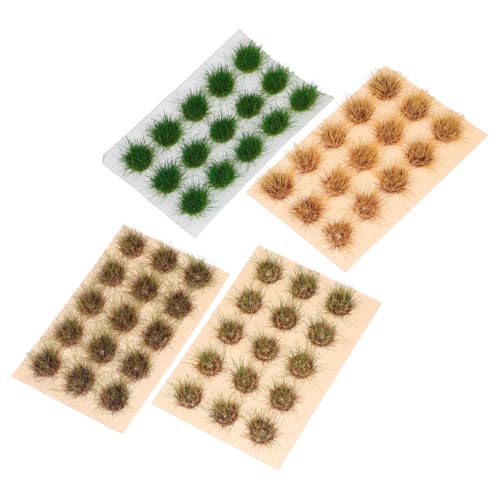 SEWACC 4 Stücke Teiliges Miniatur Grasbüschel Künstliche Landschaftsdekoration Lebensechte Grascluster für Modellbau Sandtischgestaltung Eisenbahn Diorama DIY Garten Zubehör Vielseitig von SEWACC