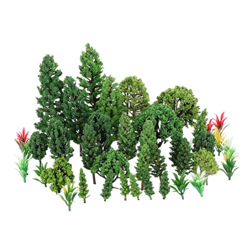 SEWACC 40 Stück Teiliges Miniatur Bäume Kunststoff Modellbäume für Mikro Landschaft DIY Bastelprojekte Stabile Miniaturmodelle für Eisenbahnlandschaft Architektur und Diorama Gestaltung von SEWACC