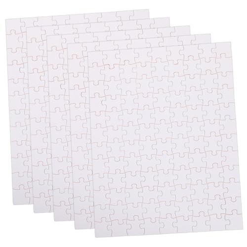 SEWACC 5 Blätter Teiliges Blanko Holzpuzzle Sublimations Transfer DIY Puzzle Teile Unbedruckt Hitzebeständig zum Selbstgestalten Malen Kreative Bastelarbeit für Familie und von SEWACC
