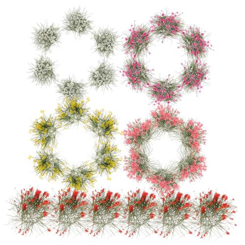 SEWACC 5 Stück Teiliges Miniatur Blumen Cluster für Mikrolandschaften Kunstblumen Grasbüschel für Modellbau Puppenhaus Eisenbahn Dekoration für Sandtische und Märchengärten von SEWACC