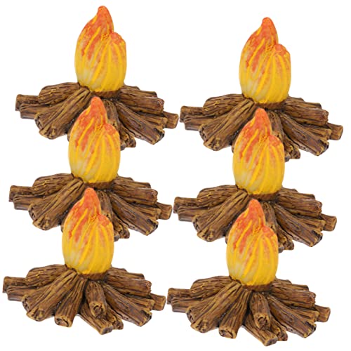 SEWACC 6 Stück Teiliges Miniatur Modell Realistische Resin Feuerszene Bunte Dekoration für Puppenhäuser Gartenlandschaften Weihnachtskrippen und DIY Bastelprojekte von SEWACC