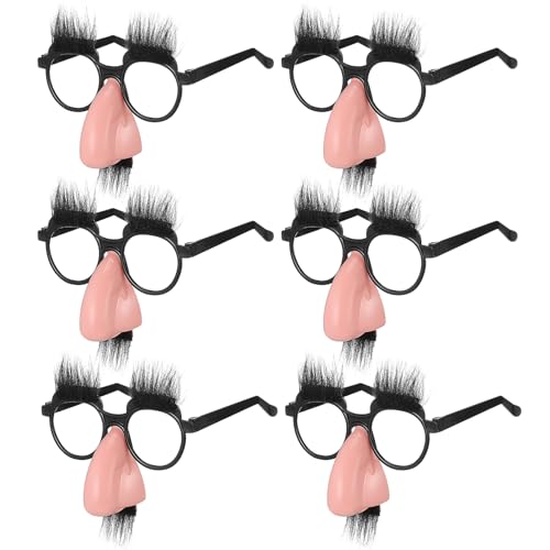 SEWACC 6Pcs Disguised Glasses with Funny Nose, Halloween Big Nose Glasses with Eyebrows, for Party Favors Costume Props SEWACC 6Pcs Disguised Glasses with Funny Nose, Halloween Big Nose Glasses with Eyebrows, for Party Favors Costume Props von SEWACC