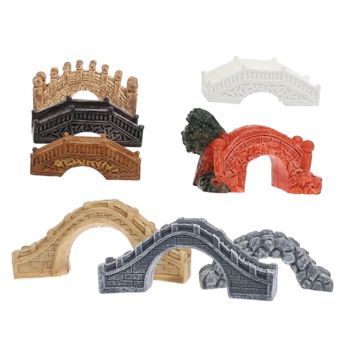 SEWACC 8stücke Miniatur Bogenbrücke Aus Harz Für Garten Dekoration Kleine Brücke Für Teich Rasen Landschaftsornament Für DIY Handwerk Decor von SEWACC