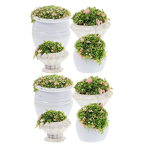 SEWACC 8 Stück Teiliges Miniatur Blumenbeet Modell Künstliche Pflanzen Dekoration DIY Landschafts Szenerie für Puppenhaus und Mini Garten Gestaltung von SEWACC