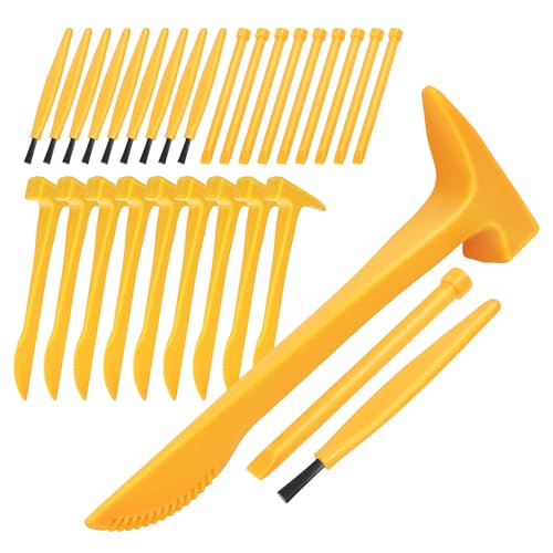 SEWACC Grabwerkzeug-Set Kunststoff Archäologisches Ausgrabungswerkzeug-Set Dino-Grabset Mit Mini-Hammer Meißel Bürste von SEWACC