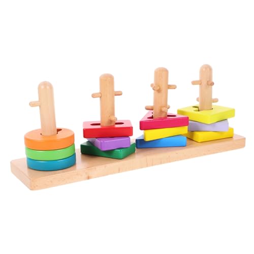 SEWACC Holzbausteine Set Geometrische Formen Teilig Pädagogisch Lernspielzeug Feinmotorik Hand Koordination Montessori Vorschule von SEWACC