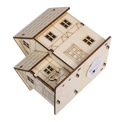 SEWACC Holzhaus Modellbausatz mit LED Beleuchtung DIY Holz Puzzle für Erwachsene Stem Lernspielzeug Problemlösung und Feinmotorik Rustikales Cabin Design Handwerkliches von SEWACC
