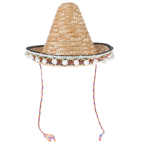 SEWACC Mexikanischer Sombrero Dekorativer Hut Mexikanisches Serape-kostüm Sommer-strandhut Partykostüm Hut Mariachi-sombrero-hüte Mexikanisches Kostüm Mann Erwachsener Stroh Hawaii von SEWACC