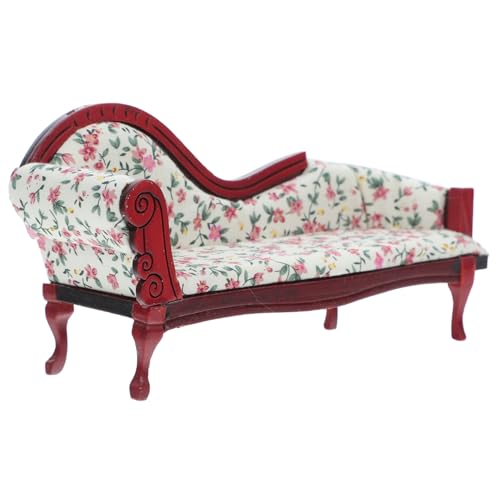 SEWACC Mini-Puppenhaus Mini-Chaiselongue Möbelzubehör mini Sofa puppenhaus Einrichtung Puppenhaus Dekoration Puppenstubenmöbel Vintage Puppenhausmöbel Mini-Sofa viktorianische möbel Birke von SEWACC