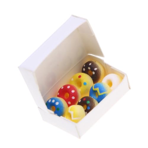 SEWACC Miniatur Donut für Puppenhaus Realistische Farbenfrohe Mini Food Dekoration aus Harz Vielseitiges für DIY Mikro Landschaft Scrapbooking Kinderküchen und Rollenspiel von SEWACC