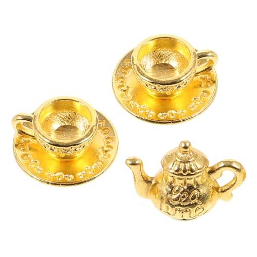 SEWACC Miniatur Metall Set Puppenhaus Zubehör Mini Tee Service Goldfarben Tiny und Tasse Dekoration für Puppenhaus und Mikro SEWACC Miniatur Metall Set Puppenhaus Zubehör Mini Tee Service Goldfarben Tiny und Tasse Dekoration für Puppenhaus und Mikro von SEWACC