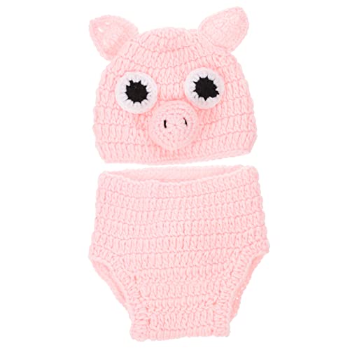 SEWACC Neugeborenen Strickkostüm mit Schweinchen Design Weiche Teiliges Fotoshooting Outfit Babyfotografie Requisiten Angenehmes Tragegefühl für Junge Mädchen SEWACC Neugeborenen Strickkostüm mit Schweinchen Design Weiche Teiliges Fotoshooting Outfit Babyfotografie Requisiten Angenehmes Tragegefühl für Junge Mädchen von SEWACC