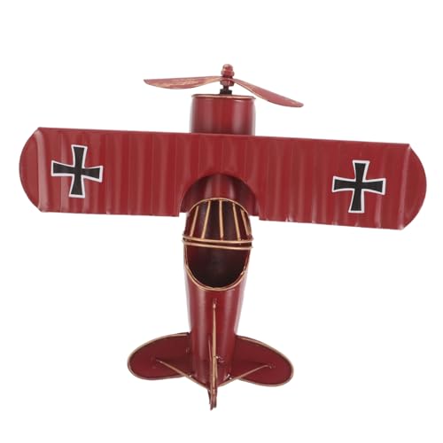 SEWACC Retro Iron Biplane Modell Vintage Flugzeug Dekoration für Schreibtisch Metallkunstwerk für Zuhause für Luftfahrtliebhaber und Sammler von SEWACC