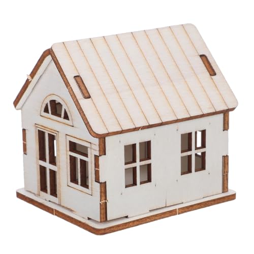 SEWACC Unfertiges Holzmodell Bausatz Kleines Haus DIY Weihnachtsdeko Bastelset für Erwachsene Holzhaus Modell mit Natürlicher Holzoptik Kreative Bastelaktivität und Einfache Montage von SEWACC