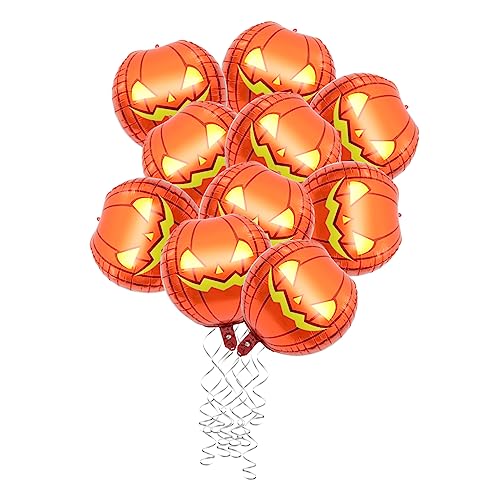 SEWOART 10 Stück Aufblasbare Kürbisballons Halloween Deko Party Luftballons für Erwachsenen für Halloween und Fotorequisiten Orange Folienballons für Stimmungsvolle Dekoration von SEWOART