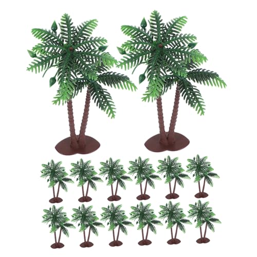 SEWOART 15 Stück Simulierte Kokosnusspalme Dekorationsstrandparty Kunststoff Palmenbaum Realistische Pflanzen Kunstpalme Künstliche lebensechte Kokosnuss Fischtankpflanzen Plastik Green von SEWOART