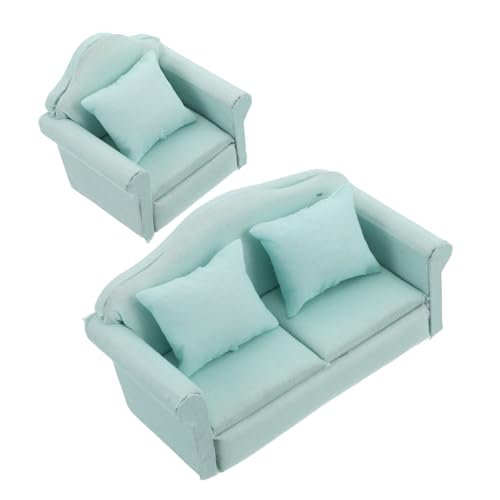 SEWOART 2 Stück Miniatur Puppenhaus Sofa Teilig Grün mit Kissen Weiche Stoffpolsterung Holzrahmen Maßstab für Wohnzimmer Deko Kreatives für Sammler SEWOART 2 Stück Miniatur Puppenhaus Sofa Teilig Grün mit Kissen Weiche Stoffpolsterung Holzrahmen Maßstab für Wohnzimmer Deko Kreatives für Sammler von SEWOART