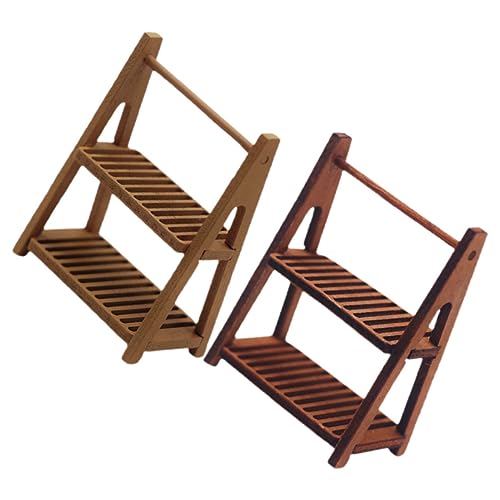 SEWOART 2 Stück Puppenhaus Aufbewahrungsständer Realistische Holzoptik Miniatur Deko Organizer für Puppenhaus Zubehör Teiliges von SEWOART