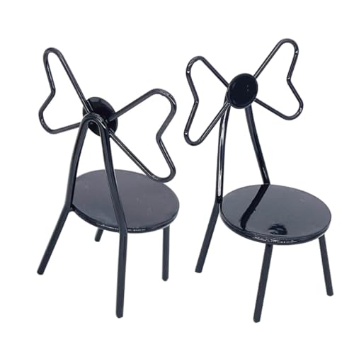 SEWOART 2 Stück Puppenhausmöbel Mini Kleines Möbelmodell Puppenhausstuhl Winzig Entzückende Puppenmöbel Mikro-landschaftsstütze Stuhlmodell Ornament Metall Black von SEWOART