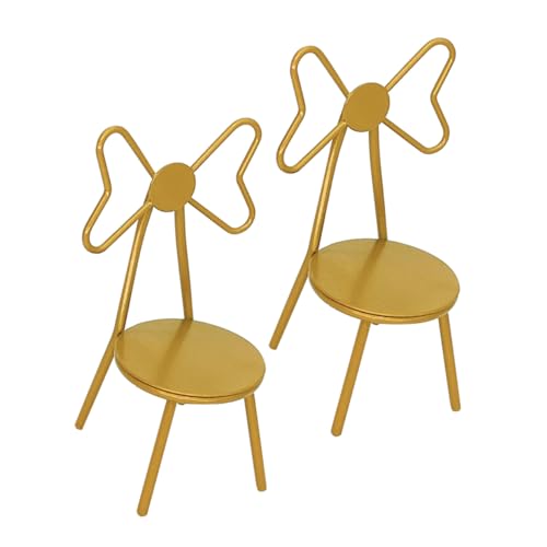 SEWOART 2 Stück Puppenhausmöbel kleinmöbel Miniaturstuhl Realistische Stuhlform Puppenhaus Dekoration Puppenhaus-Miniatur Puppenstubenmöbel Mini-Stuhl entzückende Puppenmöbel Metall Golden von SEWOART