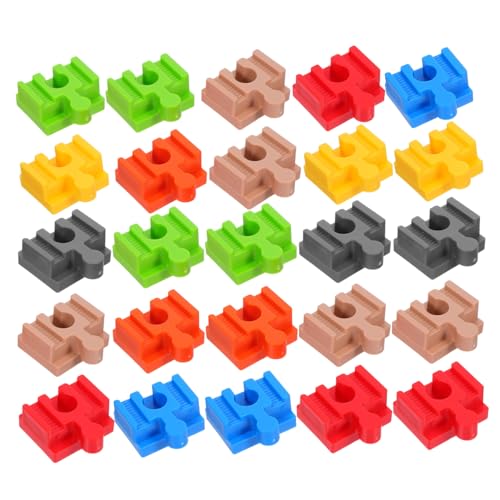SEWOART 28 Stück Bunte Holzschienen Verbinder Robuste Stabile Holz Gleisverbinder für Kreative Farbenfrohe Zugschienen Zubehör für Spielerisches Lernen und Sichere Verbindung von SEWOART