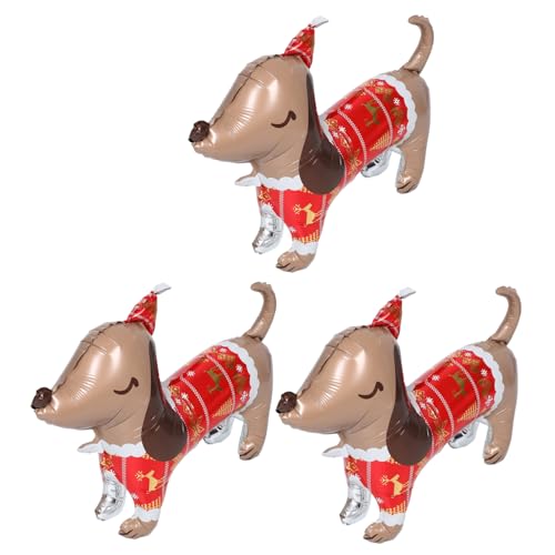 SEWOART 3 Stück Hunde Folienballons Sausage Dog Motiv Wiederverwendbar Weihnachtsballon Partydeko für Hundegeburtstag Shower Haustierfeier von SEWOART