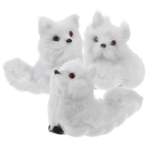 SEWOART 3Stücke Lebendige Pelzige Fuchs Ornamente Kleine Plüsch Fuchs Statuen Dekoration für Schreibtisch und Mikrolandschaften Perfektes für Realistisch von SEWOART