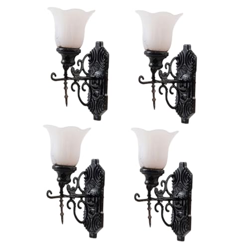 SEWOART 4 Stück Miniatur Wandlampen Modell Mini Landschaftslampe Sandtisch Dekoration für Puppenhaus und Miniatur Szene mit Weißlicht Kompakte Romantische Wärme für Sandtable Atmosphäre von SEWOART