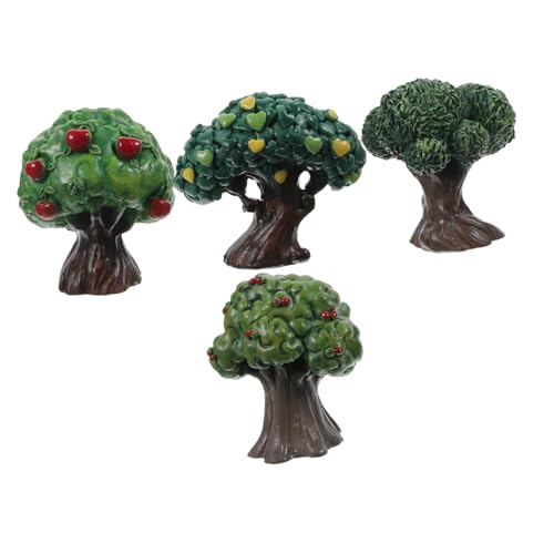 SEWOART 4 Stück Simulation Apfelbaum Gießen Modellbäume Landschaft Künstlicher Baum Sockel Obst Kiefer Outdoor Künstliche Pflanzen Baum Girlande Terrarium Harz Grün von SEWOART