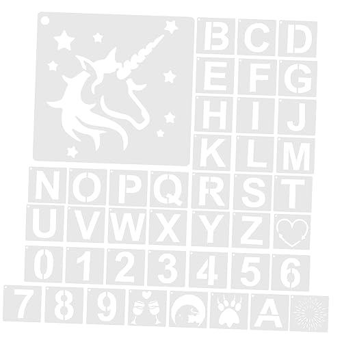 SEWOART 42 Stück Alphanumerische Vorlage Große Schablonen Zum Malen Alphabet Poster Geometrische Schablonen Schablonen Vinyl Benutzerdefinierte Schablonen Zum Sprühlackieren von SEWOART