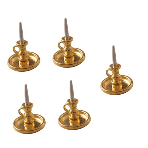 SEWOART 5 Stück Miniatur Candlestick -Modell Puppenhausdekoration Miniatur-Zubehör Miniaturmöbel Miniaturhauszubehör Realistisches Miniaturdekor Mini-Kerzenständer-Modell Legierung von SEWOART