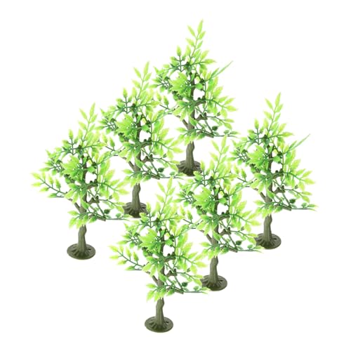 SEWOART 6 Stück Mikro-Landschaftsverzierung Eisenbahn-Layout-Szenenbaum Kleine Bäume künstlich Artificial Tree Kleiner Garten Modellbäume trainieren Mini-Landschaftsmodell Plastik Green von SEWOART