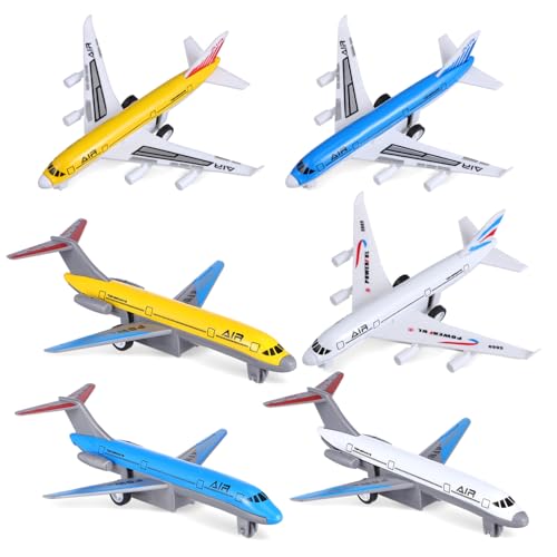 SEWOART 6 Stück Teiliges Modellflugzeug Set Legierung Rückziehmotor Spielzeugflugzeuge für für Sammler und Flugzeugliebhaber von SEWOART