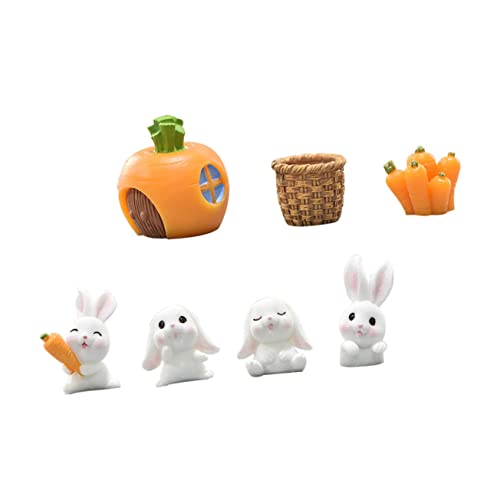 SEWOART 7 Stück süße Hasenverzierungen für kinderspielzeug Toys raumdeko Bausatz Hasenohren Plüsch Miniaturen Kaninchenmodell Mini-Szenenschmuck Harz von SEWOART