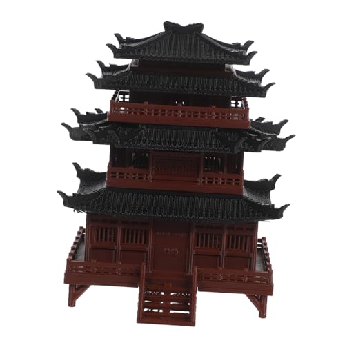 SEWOART Gedruckte Miniatur Chinesische Pavillonskulptur Kunststoffmodell Filigrane Retro-pavillon-skulptur für Zen-Garten Aquarium Mikro-Landschaft Bonsai-Dekoration Asiatisches Kulturerbe von SEWOART