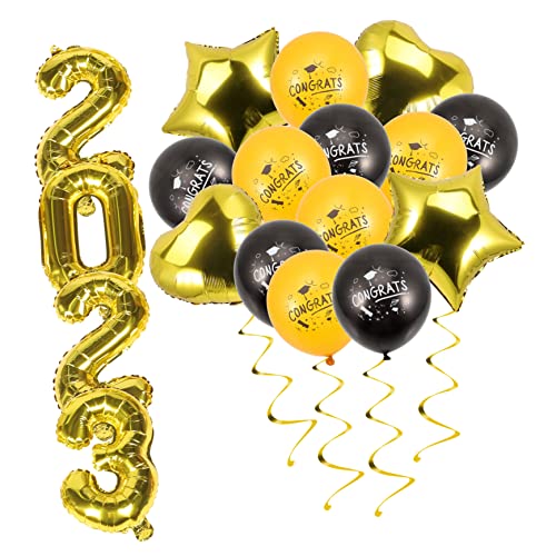 SEWOART Graduationsballons mit Stern und Herz Motiven Aluminiumfolie Dekoration für Klassenraum Kreative Abschlussfeier Party Accessoires Schwarz Gold Farbenfrohes Ballon Ornament SEWOART Graduationsballons mit Stern und Herz Motiven Aluminiumfolie Dekoration für Klassenraum Kreative Abschlussfeier Party Accessoires Schwarz Gold Farbenfrohes Ballon Ornament von SEWOART