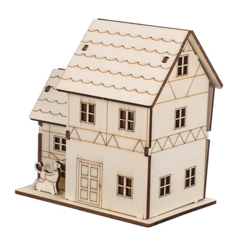SEWOART LED Beleuchtetes Holzhaus Puzzle Bausatz Handgefertigtes Miniatur Holzvilla Modell DIY Unvollendetes Holzhaus Bastelset für Erwachsene Stem Lernspielzeug mit Realistischem Design von SEWOART