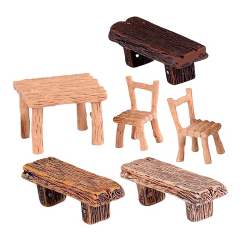 SEWOART Miniatur Resin Tisch und Stühle Set Micro Landschaftsdekor Kompakte Feengarten Möbel für DIY Puppenhaus Naturinspiriert Robust und Elegant für Wohn Schreibtischdekoration von SEWOART