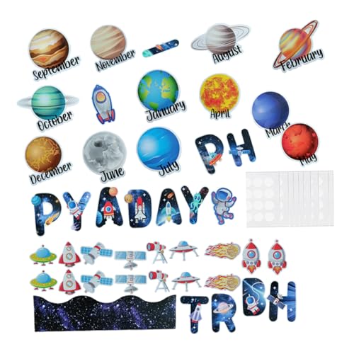 SEWOART Teiliges Weltraum Dekorations Set aus Dickem Papier Bunte Motive Kreative Pinnwand und Klassenzimmer Deko für Partys und Lehrzwecke SEWOART Teiliges Weltraum Dekorations Set aus Dickem Papier Bunte Motive Kreative Pinnwand und Klassenzimmer Deko für Partys und Lehrzwecke von SEWOART