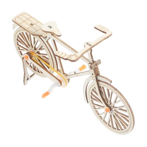 SEWOART Vintage Fahrrad Modell DIY Kleine Holz Fahrrad Statue zum Selbstmontieren Robustes Material Lehrreiches Kinderbaukastenspielzeug Handliche Dekoration für Schreibtisch und Zuhause von SEWOART